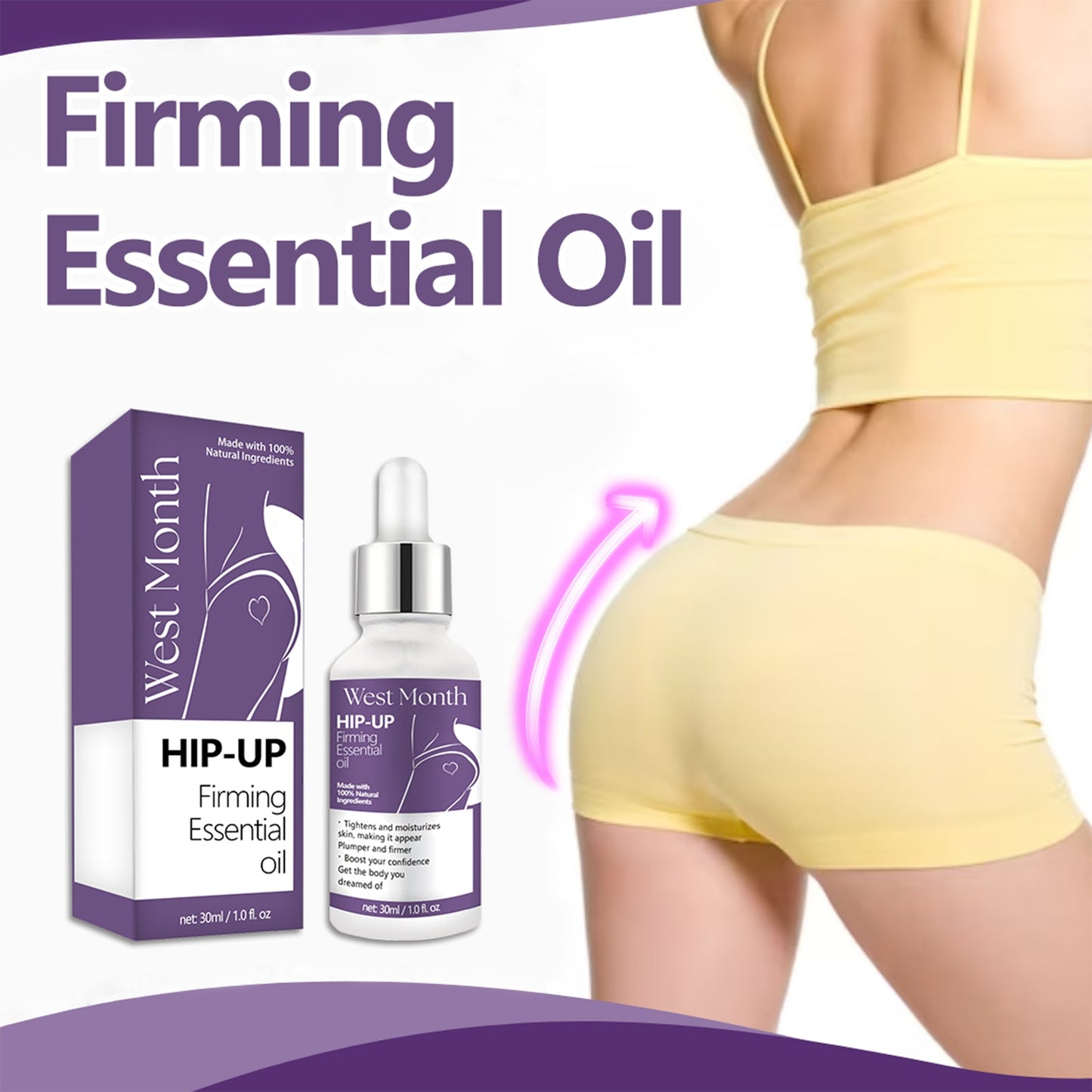 Huile essentielle de massage pour le soin des fesses à la pêche