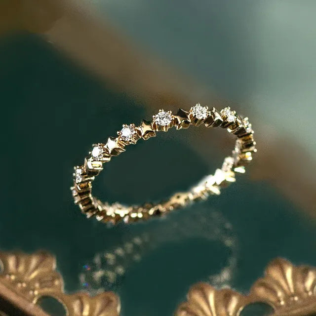 Bague en Zircon Plaqué Or et Argent Sterling 925 Élégante