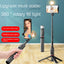 Mobile Phone Bluetooth Selfie Stick with Rotating Fill Light and Hidden Tripod Live Streaming Stand - Korvel