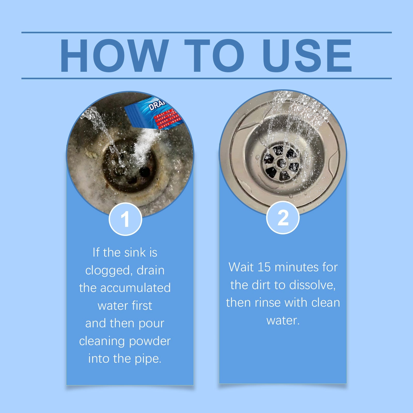 Pipe Dredging Cleaning Powder Clean Dissolves Drain Pipe Powder Oil, Clogs And Deodorizes - Korvel