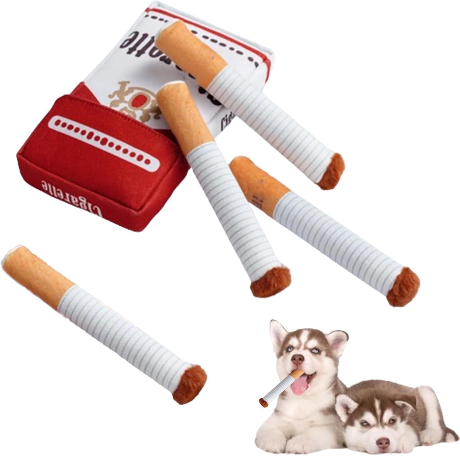 Dog cigarettes with box, sound making toys, pet toys, bite resistant and grinding plush toys, cat supplies - Korvel
