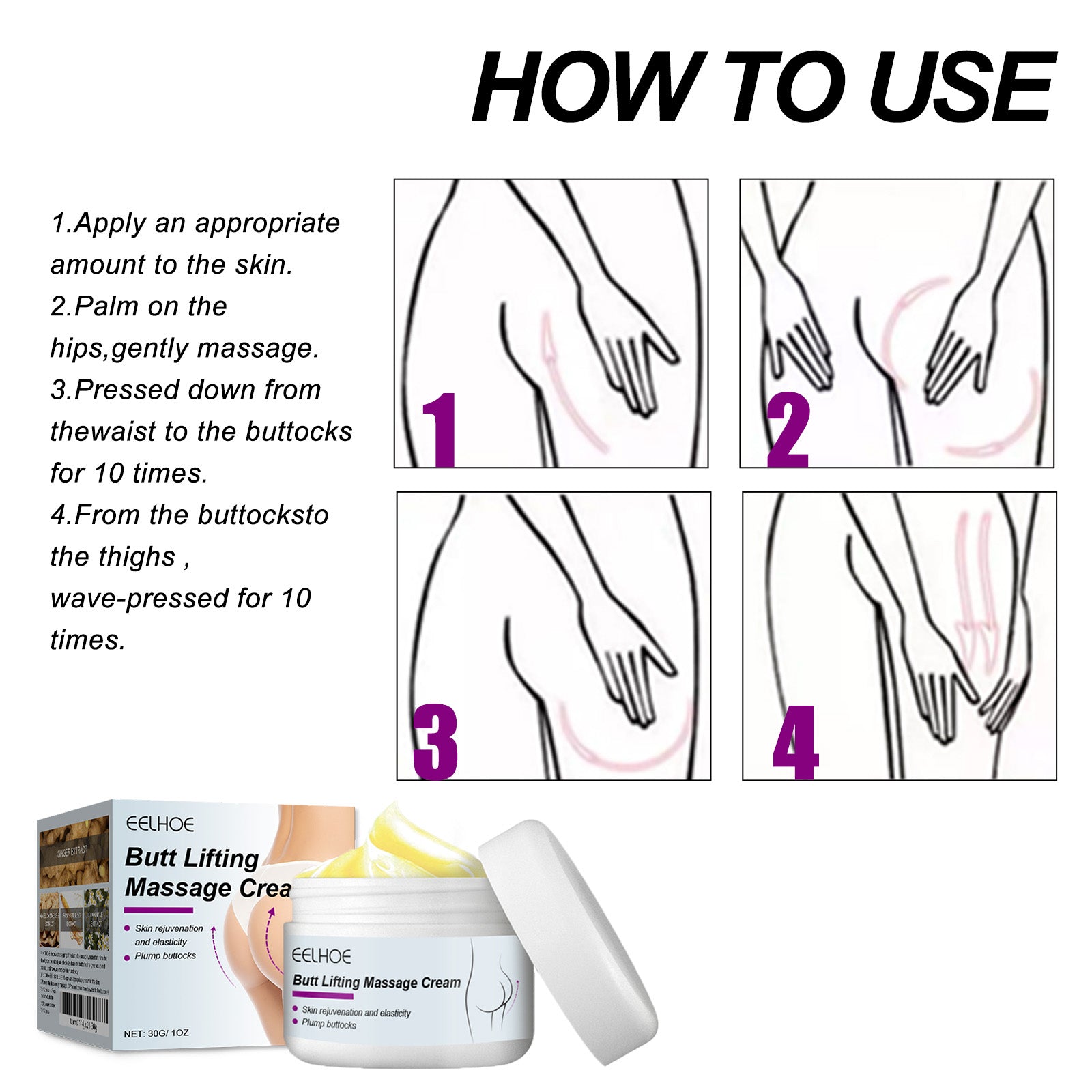Butt Massage Cream Firming Body Skin And Enhancing Buttock Elasticity Moisturizing Massage Treatment Cream - Korvel