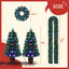4-piece Christmas artificial tree set, Christmas wreath, wreath and 2 colored light entrance trees, PVC holiday celebration set - Korvel