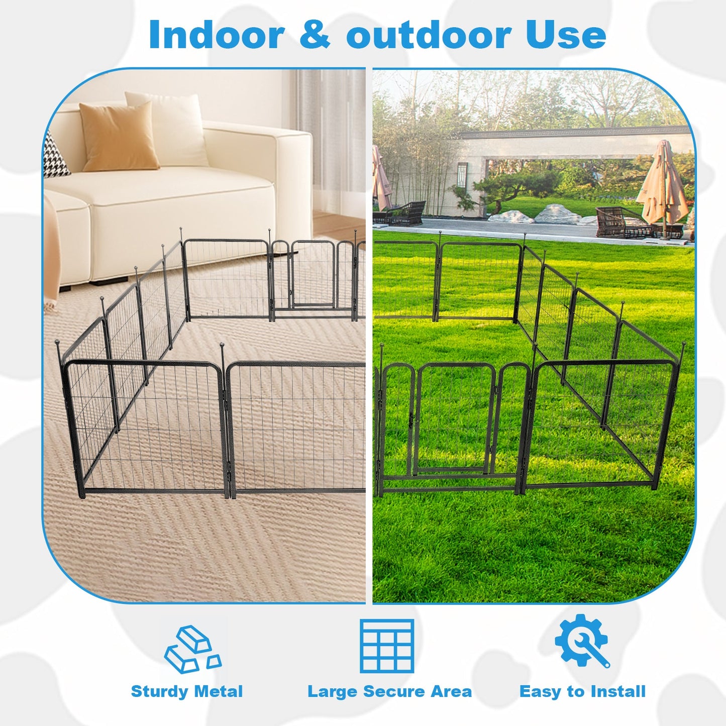 16 Panels Dog Playpen for outdoor,yard,camping,24"Height dog fence with 2 doors. - Korvel