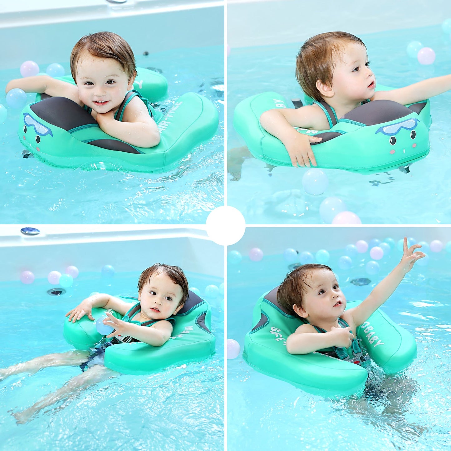 Infants and young children with inflatable seat rings and sunshades beginner's swimming circle home swimming pool - Korvel