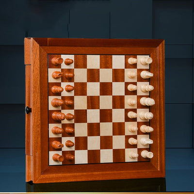 Drawer style solid wood veneer splicing chessboard magnetic chess box set - Korvel