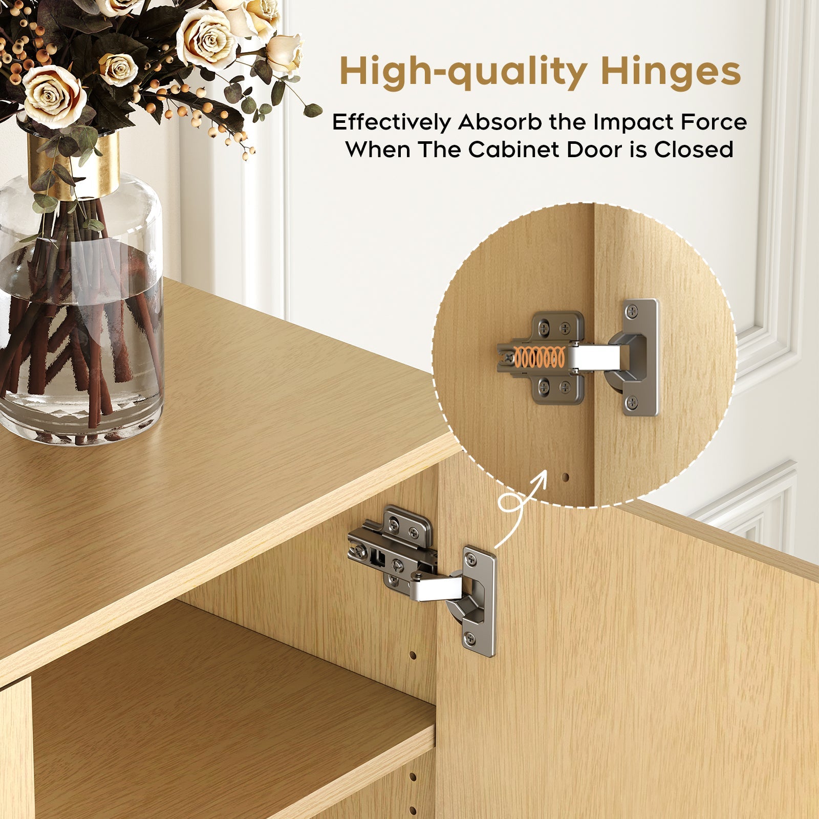 Shoe Storage Cabinet with Adjustable Plates Natural doors - Korvel