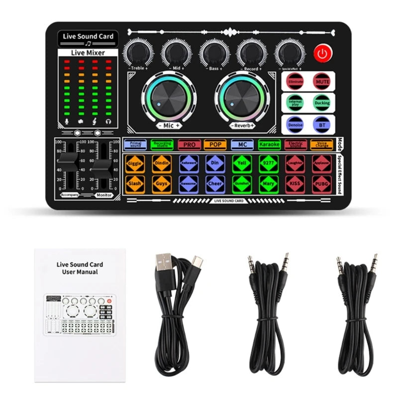 F999 Mixer Podcast Sound Board for Live Recording
