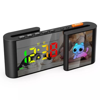 Reloj despertador RGB de doble pantalla en forma de S