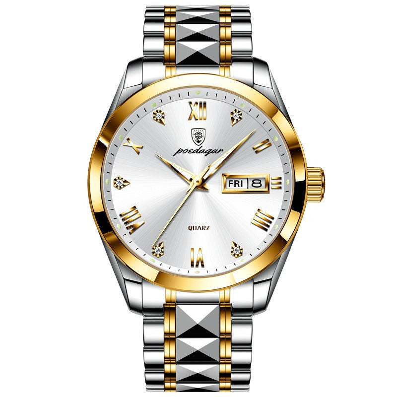 Reloj de Hombre Suizo Impermeable con Doble Calendario y Brillo