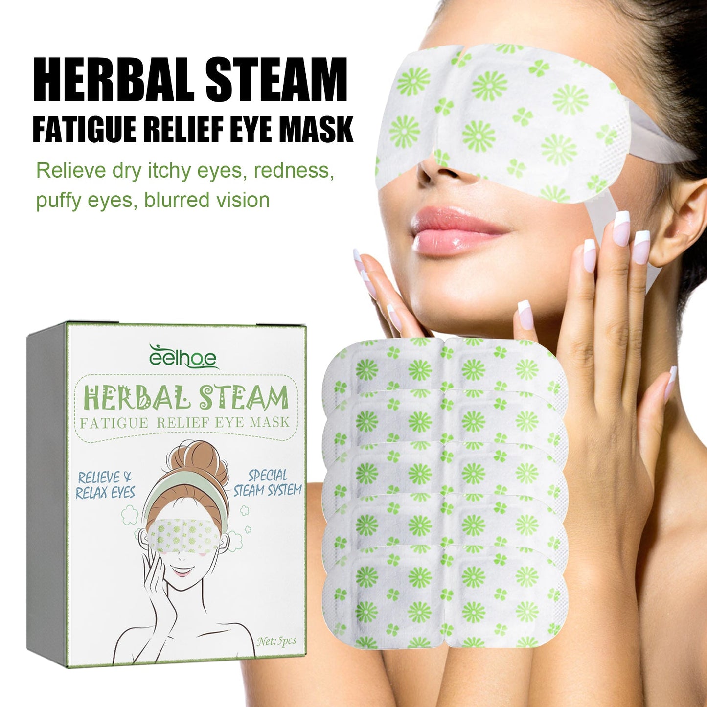 Herbal Steam Fatigue Relief Eye Mask, Relieve Eye Strain And Eye Discomfort Herbal Essence Hot Compress Eye Mask - Korvel