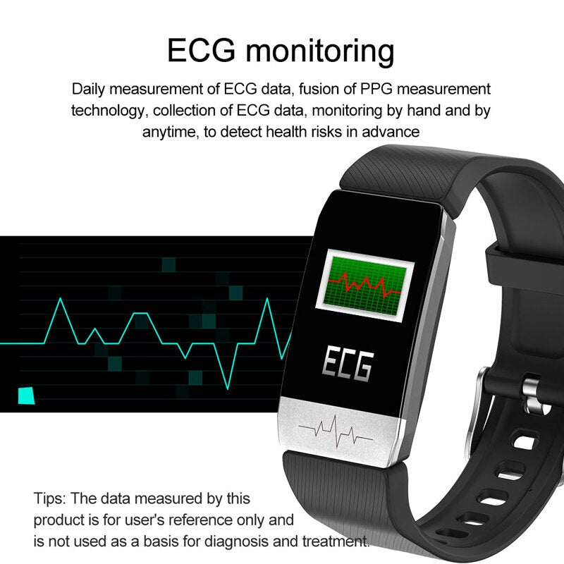 T1 Smart Watch Band With Temperature Immune Measure ECG Heart Rate Blood Pressure Monitor Weather Forecast Drinking Remind - Korvel