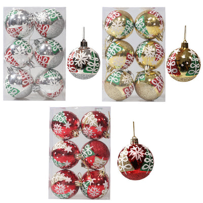 Christmas ball hand drawn pattern Christmas tree pattern decoration plastic electroplated ball decoration - Korvel