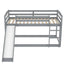 Twin over Twin Bunk Bed with Convertible Slide and Ladder Gray - Korvel