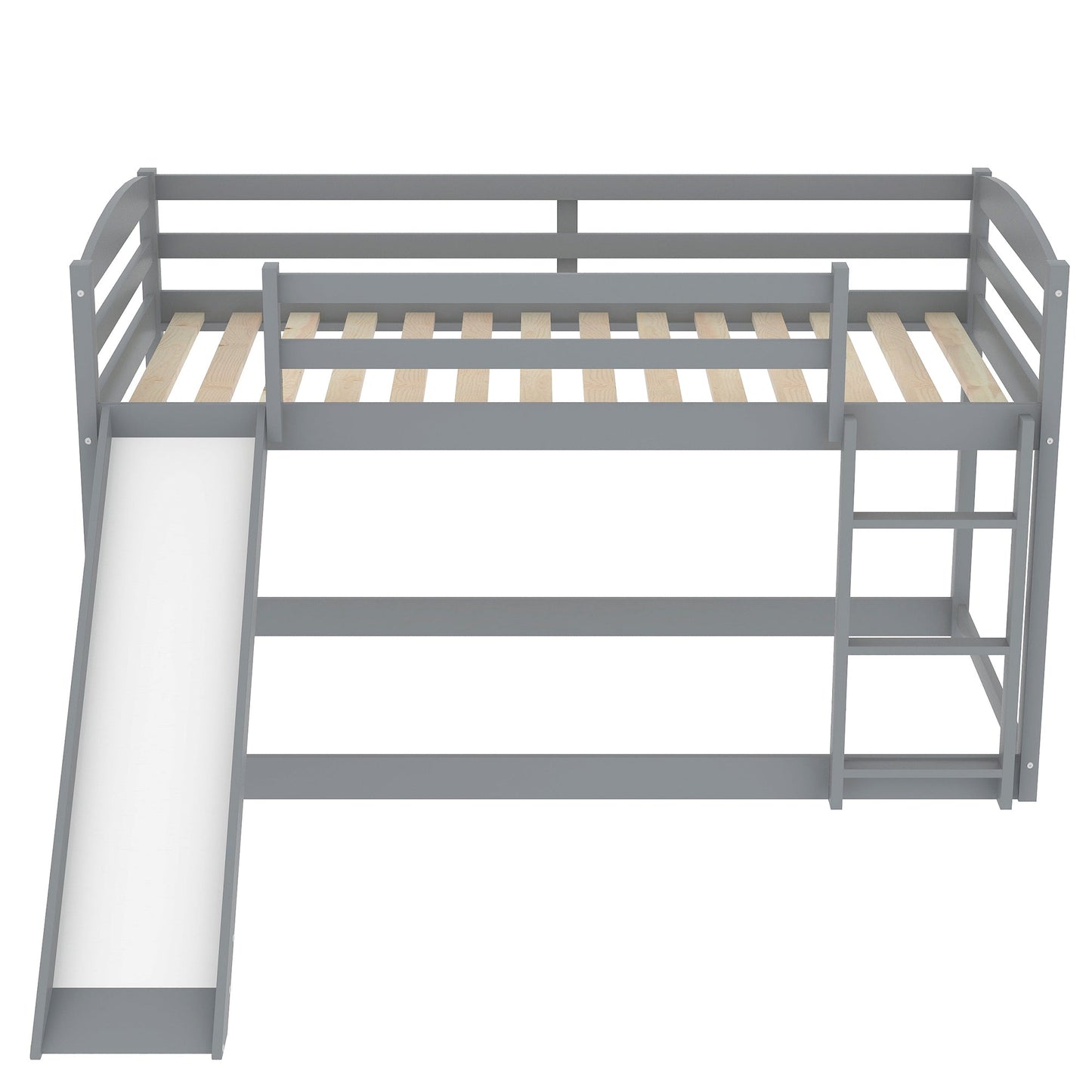 Twin over Twin Bunk Bed with Convertible Slide and Ladder Gray - Korvel