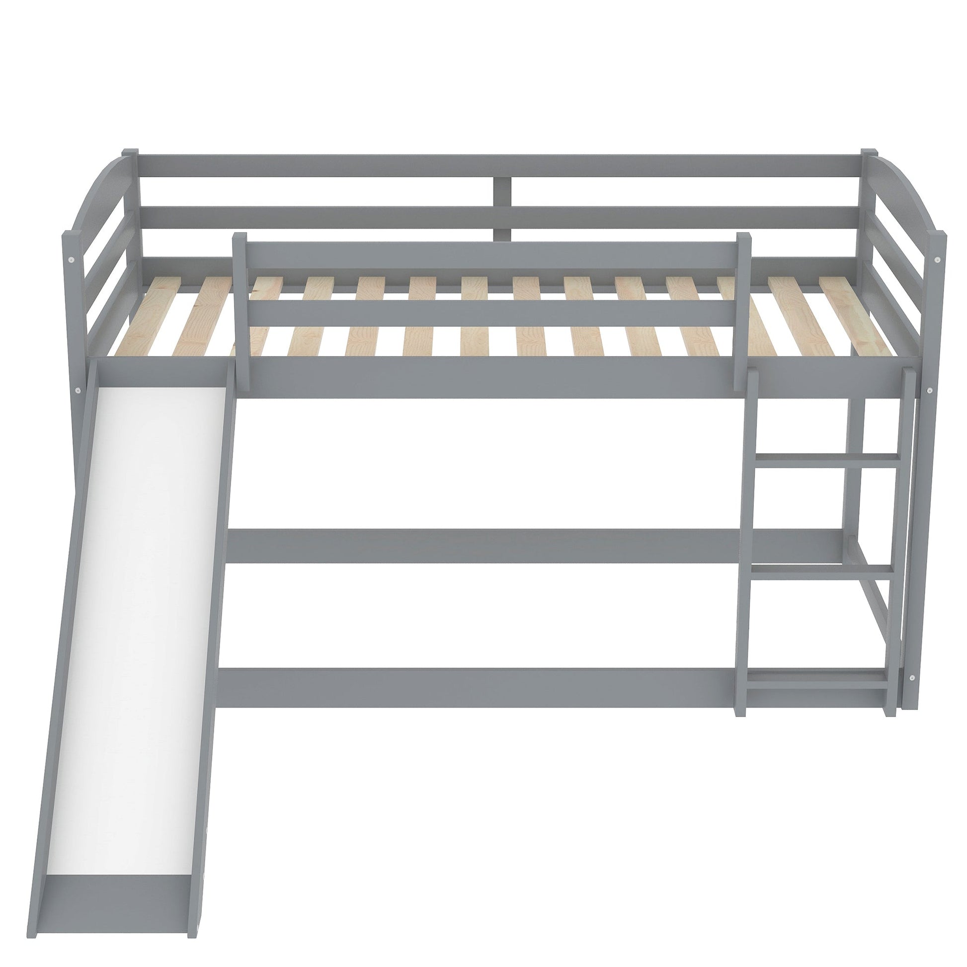 Twin over Twin Bunk Bed with Convertible Slide and Ladder Gray - Korvel