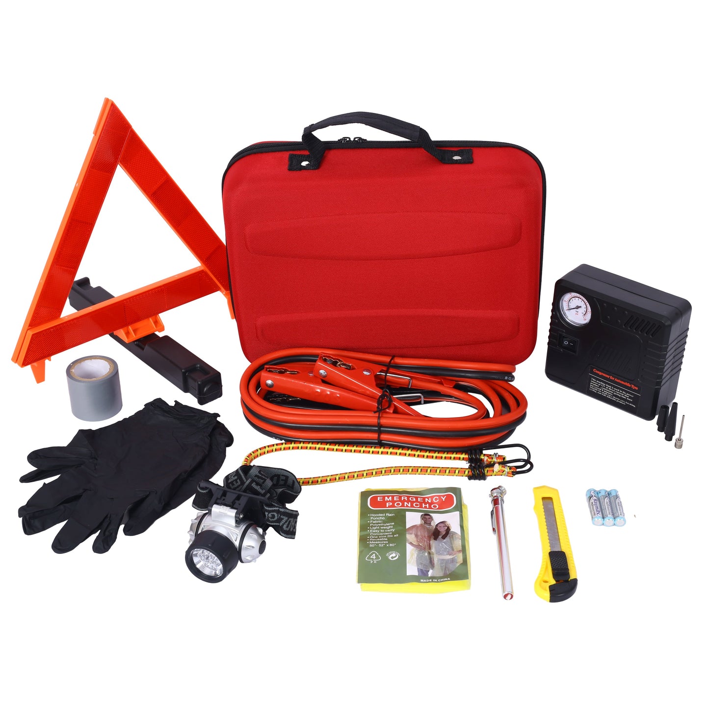 Auto Safety Emergency Kit, Emergency Car Kit with Portable Air Compressor - Korvel
