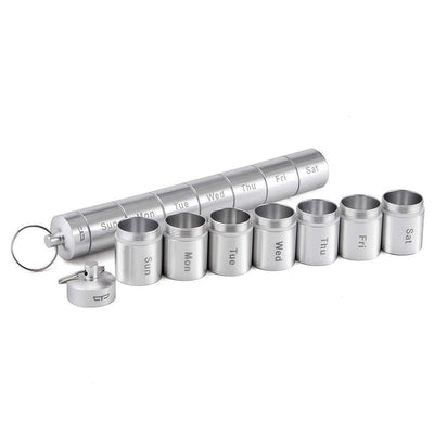 Sealed Waterproof 7 Days Split Aluminum Alloy Metal Medicine Box - Korvel
