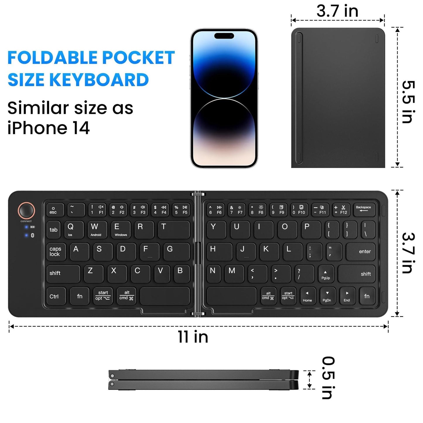 Ultra Slim Folding Portable Bluetooth Keyboard