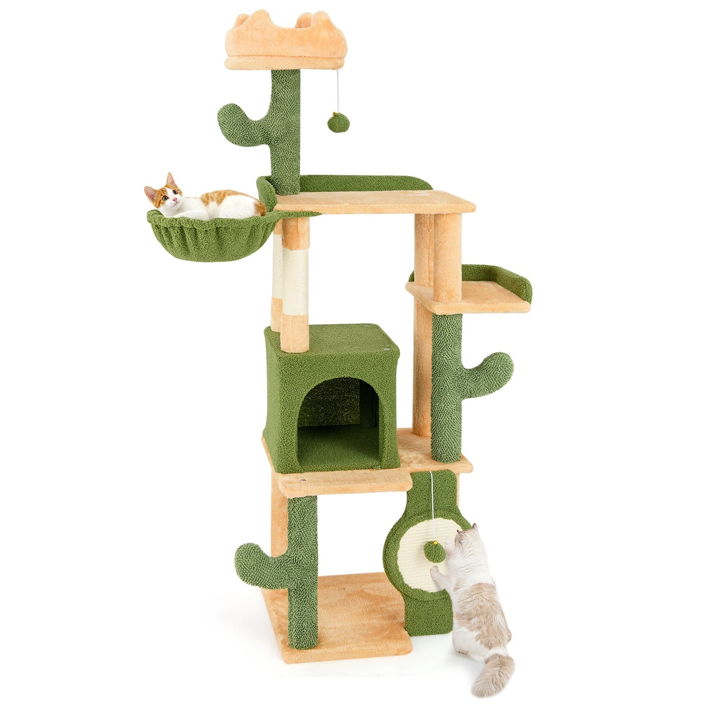 63 Inch Cactus Cat Tree with Scratching Posts for Indoor Cats