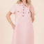 Vestido de Camisa de Manga Corta con Cuello y Detalle de Botones para Mujeres