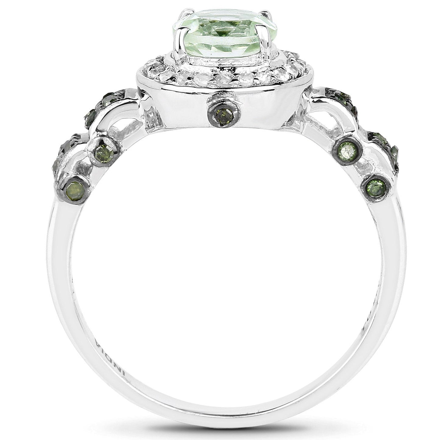 Anillo de Amatista Verde y Diamante de 1.07 Quilates en Plata Esterlina .925