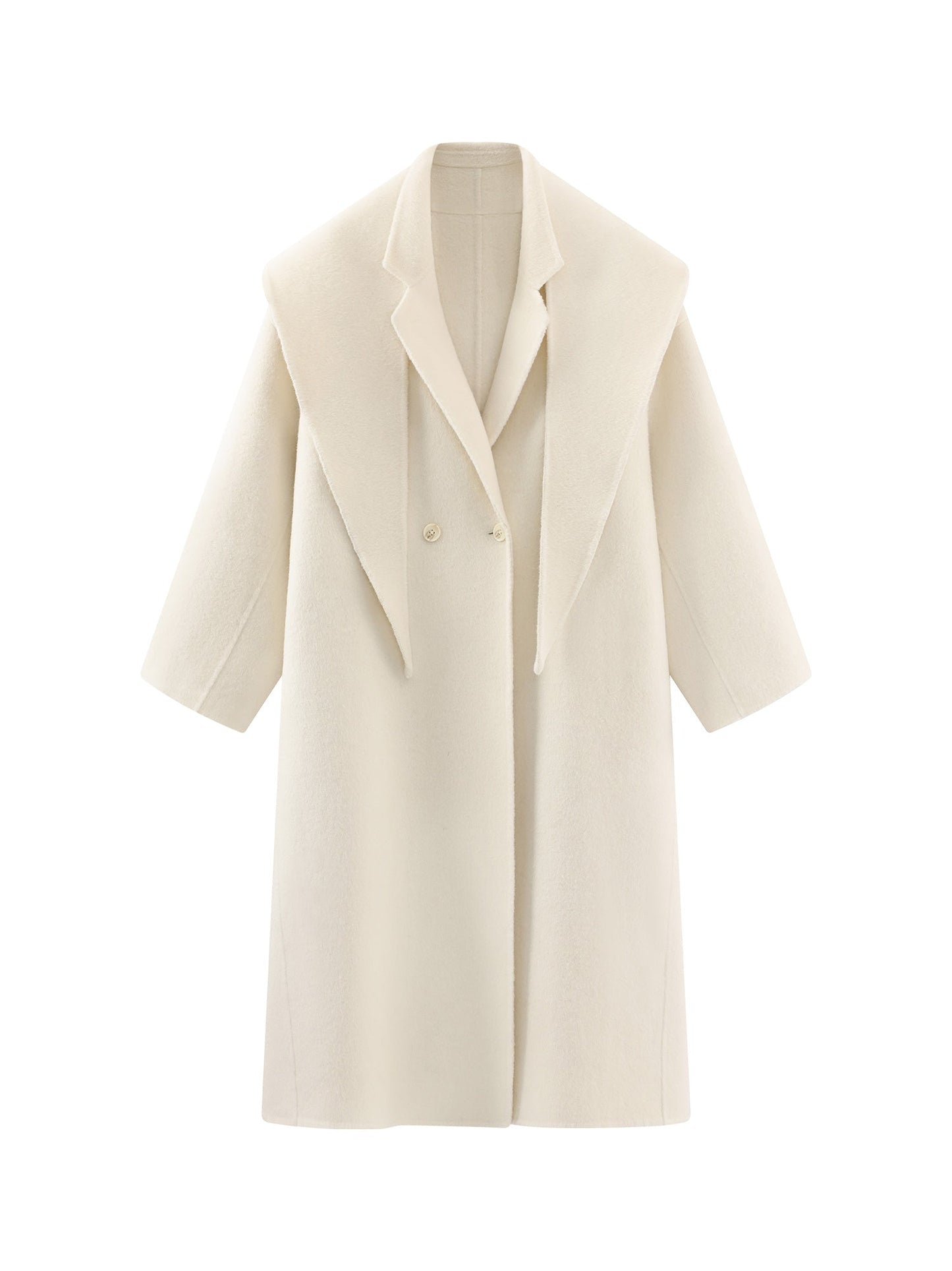 Double Breasted Cream Wool Coat for Women