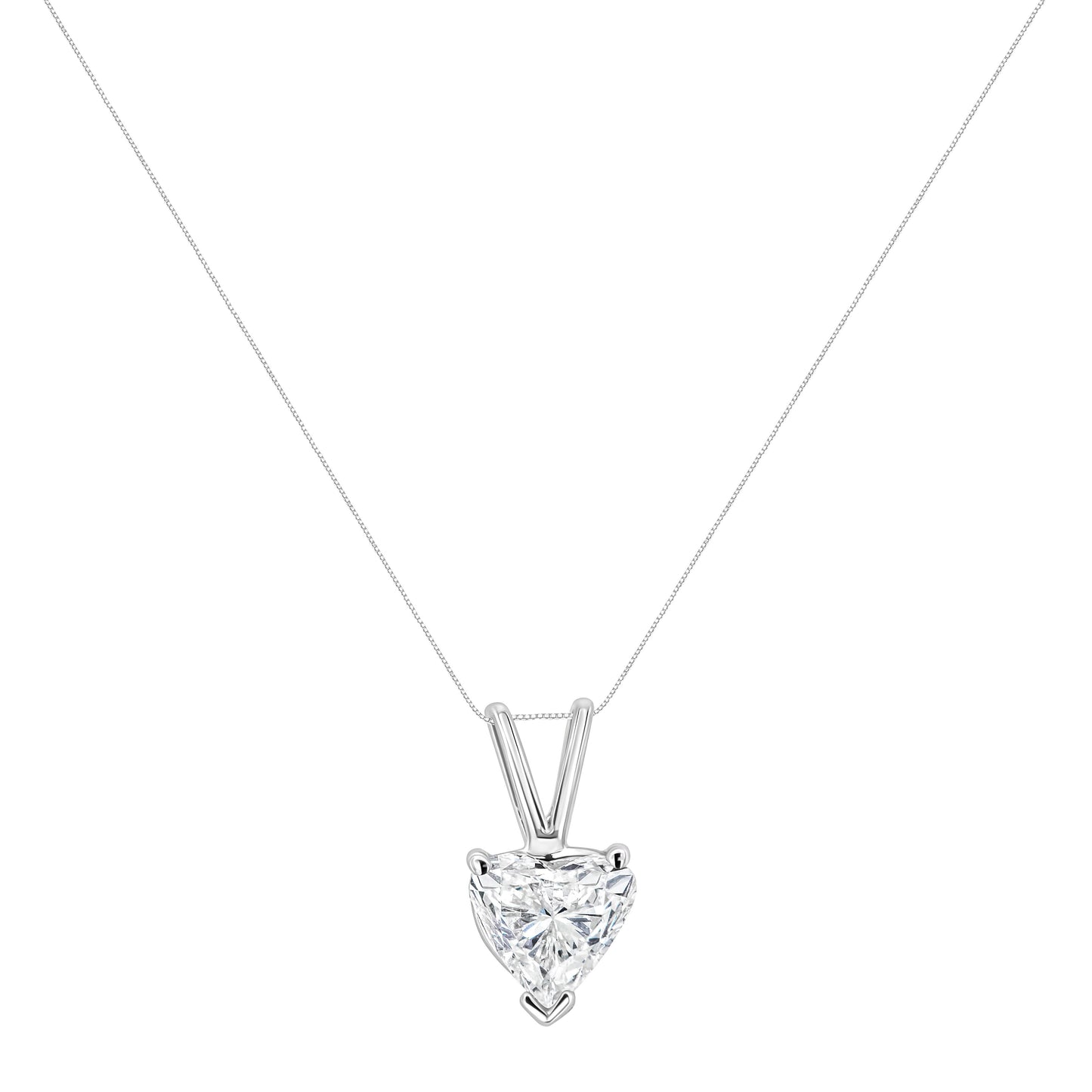 Collar de Péndulo de Diamante en Forma de Corazón de Oro Blanco de 14K