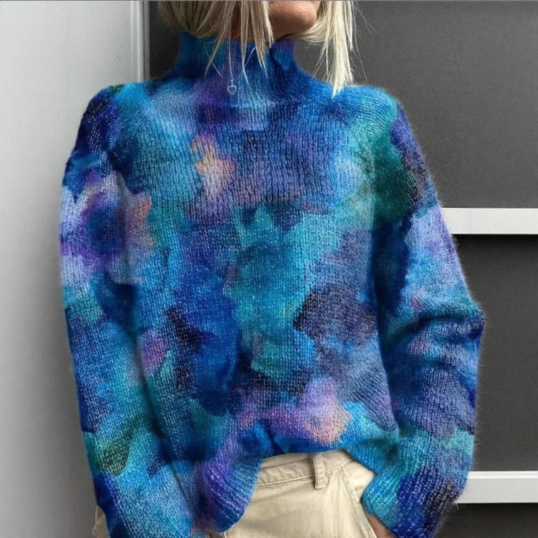 Elegant Christmas Abstract Print Cardigan for Women