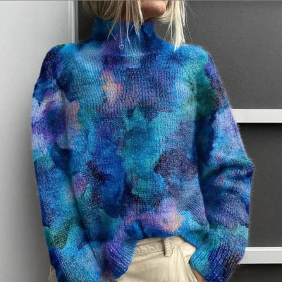 Elegant Christmas Abstract Print Cardigan for Women