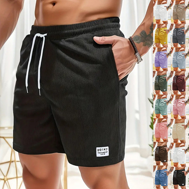 Lace-up Drawstring Corduroy Jogger Shorts for Men