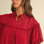 Robe chemise à manches bouffantes en lavage minéral