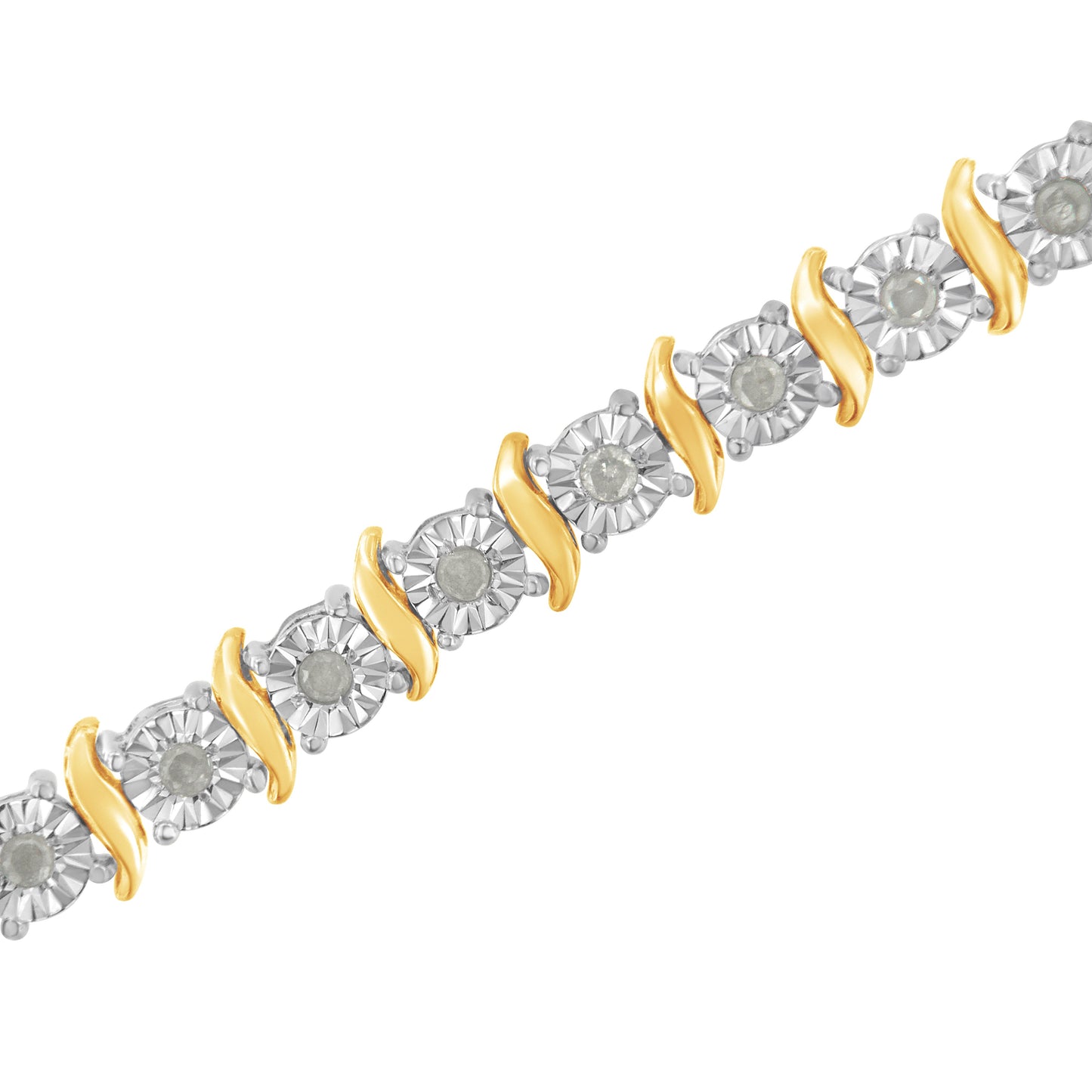 Pulsera de Tenis S-Curve de Diamantes en Oro de 10K y Plata Esterlina Bicolor