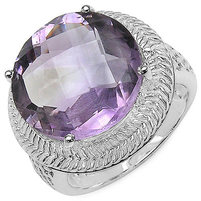 Bague de fiançailles en argent sterling avec améthyste véritable de 10,22 carats