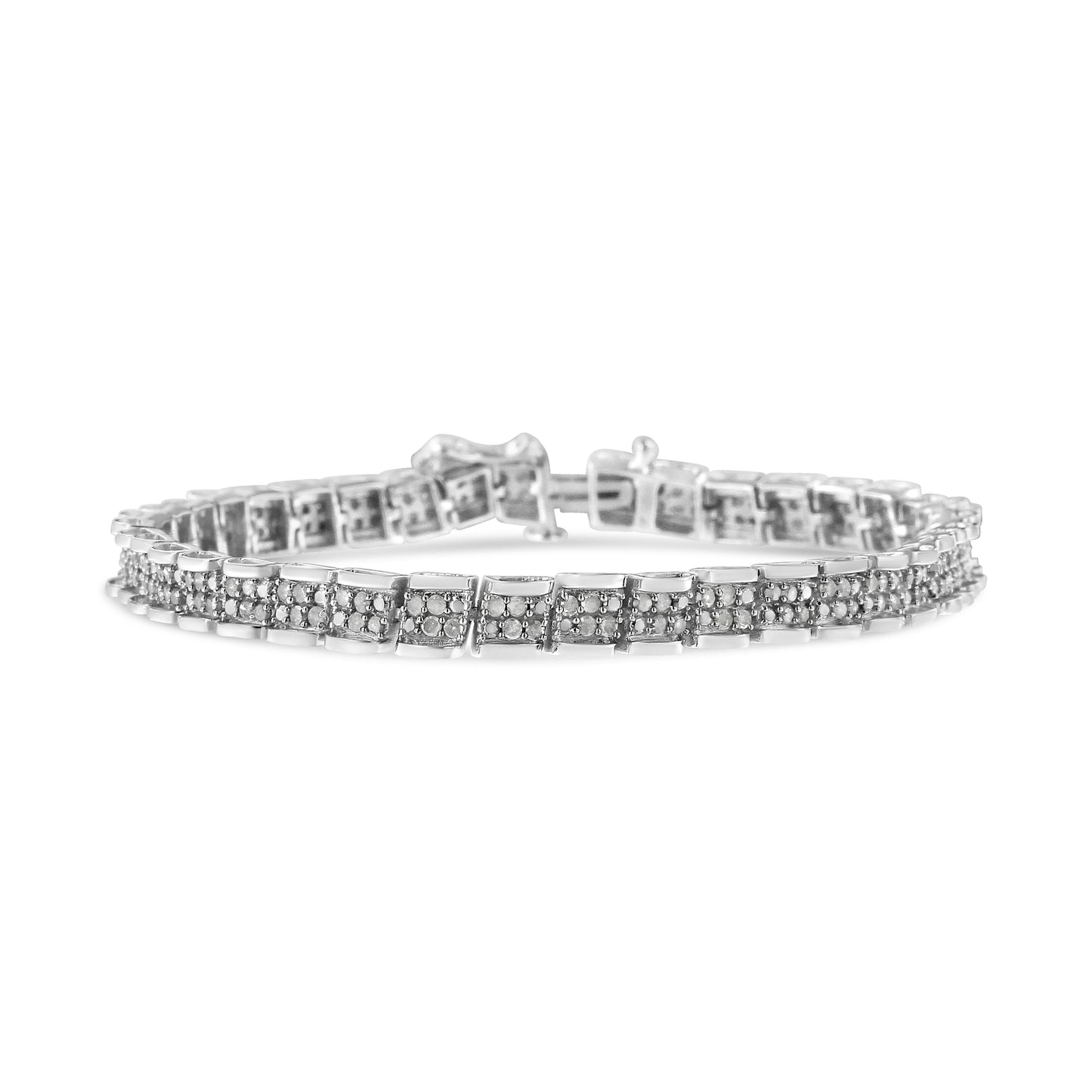 .925 Sterling Silver Diamond Miracle Plate Link Bracelet