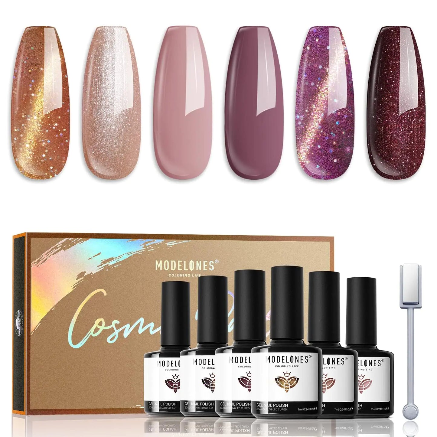 Ensemble de vernis à ongles en gel Cat Eye Modelones - 6 couleurs époustouflantes