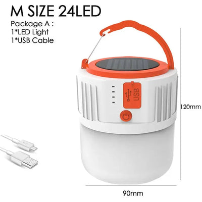 LED Solar Charging Light Energy-saving USB 24Lamp Bead Bulb Night Market Lamp Mobile Outdoor Camping Power Outage Emergency Lamp - Korvel