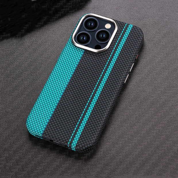 Funda Dura Magnética de Patrón Kevlar Premium para iPhone 15 ProMax