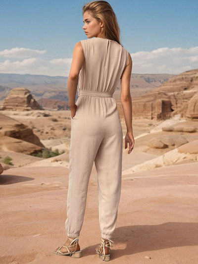 Tied Surplice Sleeveless Jumpsuit - Korvel