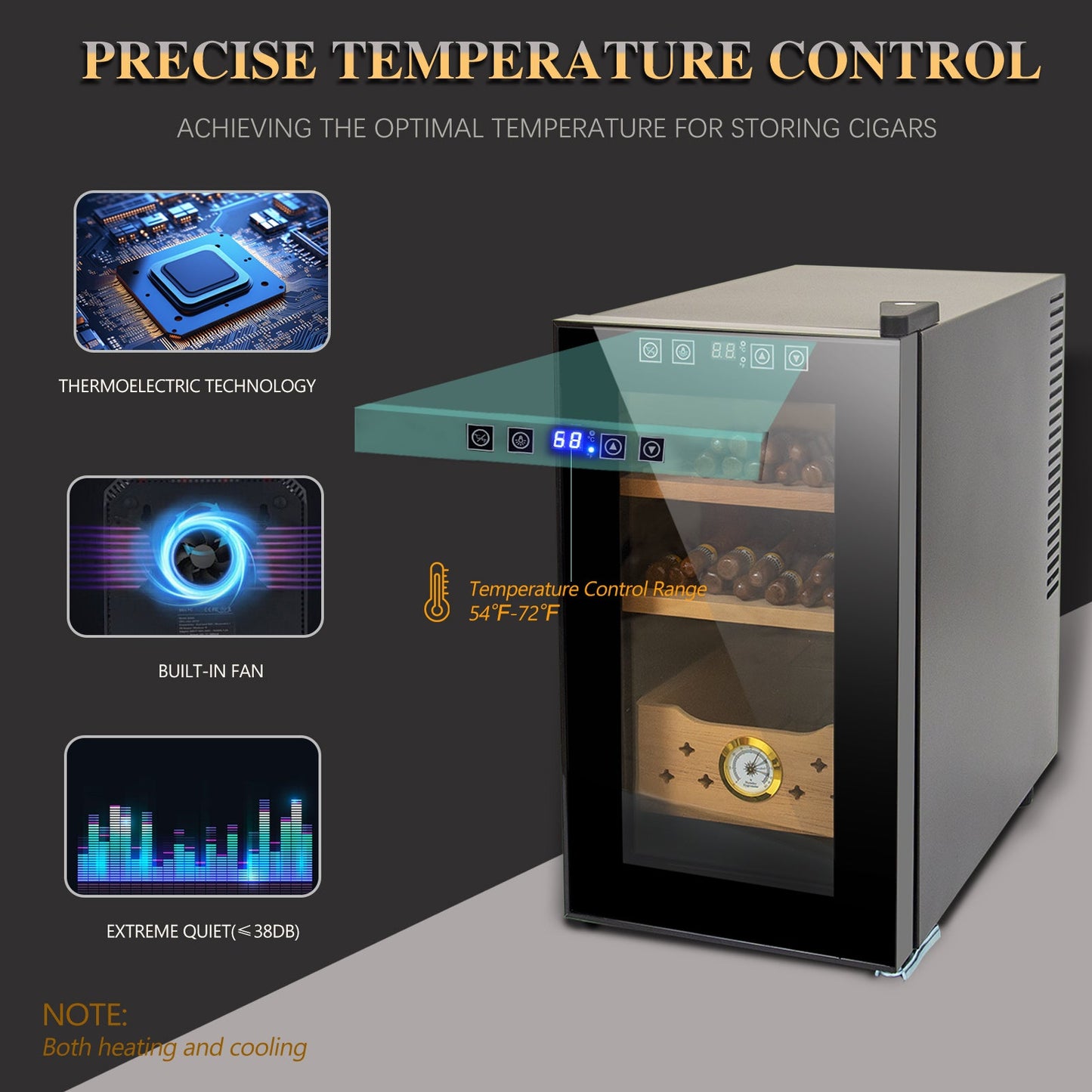 25L Electric Humidor, 150 Counts Capacity Cigar Humidor Humidifiers with Constant Temperature Controller, Cigar Humidor Box with - Korvel