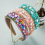 Personalized Design Colorful Turquoise Diamond Inlaid Wide Edge Fabric Candy Colored Headband Temperament Headwear - Korvel
