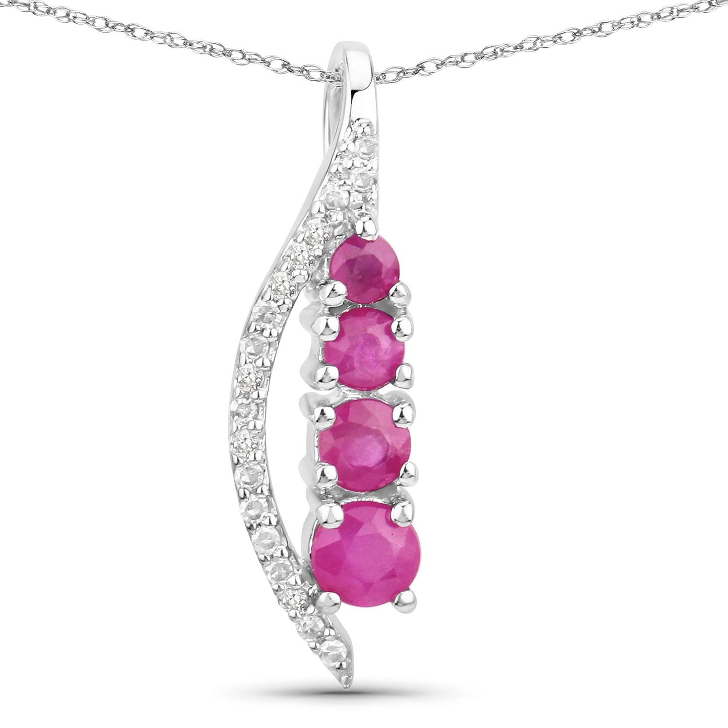 Colgante de Rubí y Diamante Blanco de 0.43 Quilates en Oro Blanco de 14K