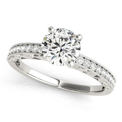 14k White Gold Antique Style Diamond Engagement Ring