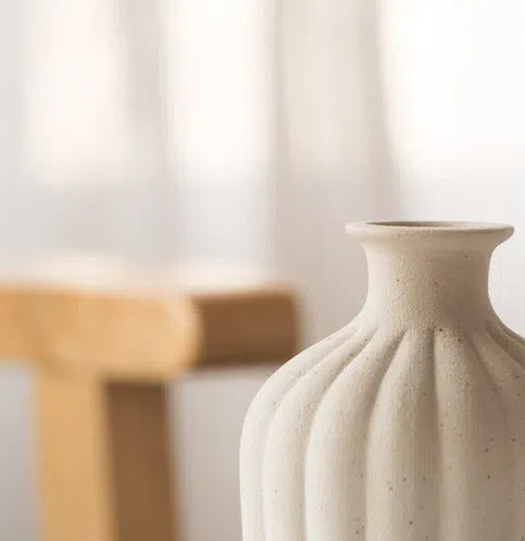 Rustic Frosted Ceramic Vase in Retro Pastoral Style