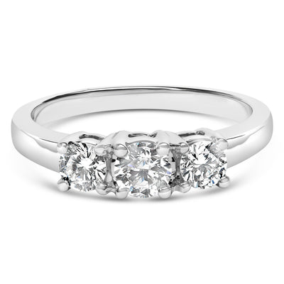 14K White Gold Lab Grown Diamond 3 Stone Engagement Ring - Size 7