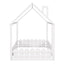 (Slats are not included) Full Size Wood Bed House Bed Frame with Fence for Kids Teens Girls Boys (White ) - Korvel