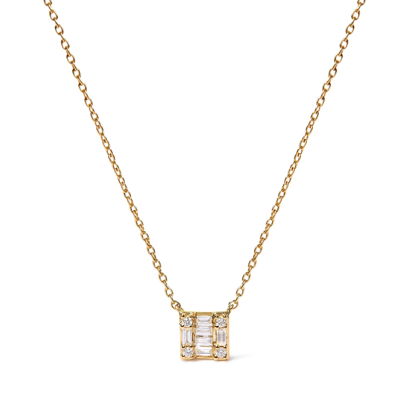 10K Yellow Gold Diamond Mosaic Pendant Necklace - 18"