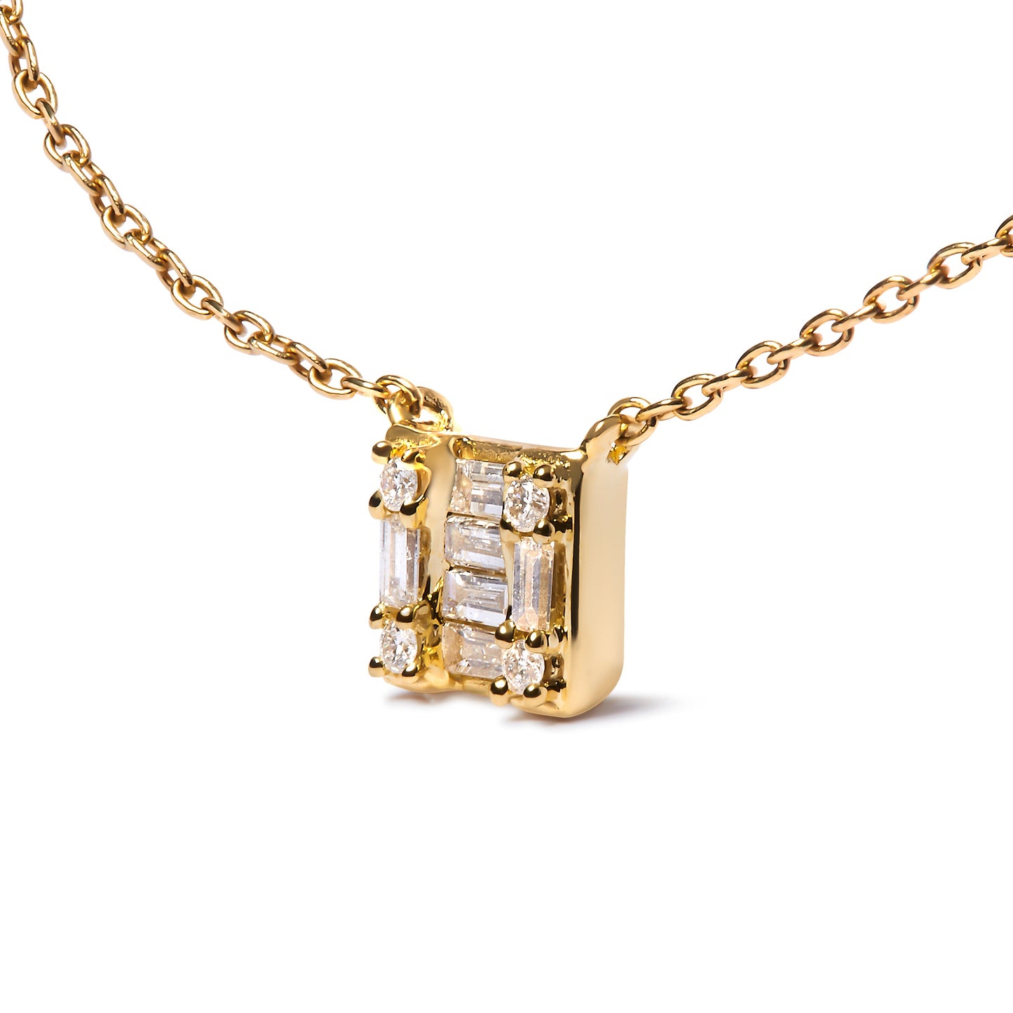 10K Yellow Gold Diamond Mosaic Pendant Necklace - 18"