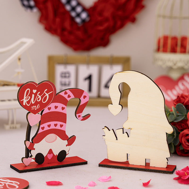 Valentine's Day Decoration Products Creative Love Rudolf Wooden Ornaments Romantic Wedding Love Home Decoration - Korvel