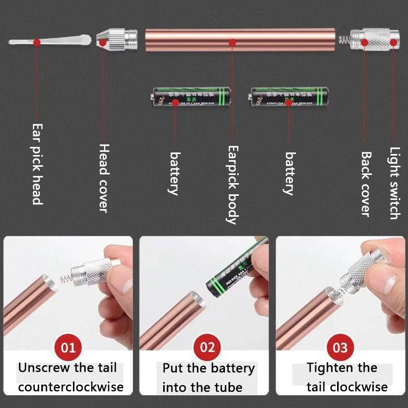 LED Flashlight Ear Cleaner with Magnifier